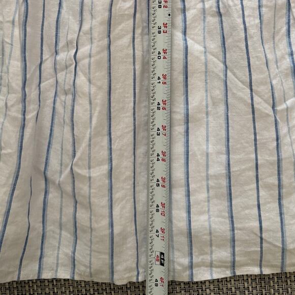 J JILL LOVE LINEN White Blue Stripe Sleeveless Dropwaist Tiered Maxi Dress XLP - Picture 7 of 7